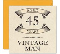 Cartes d'anniversaire vintage pour homme - 45 ans - Carte d'anniversaire amusante pour collègue, papa, mari, petit ami, oncle, frère, ami, 145 mm x 145 mm, carte de vœux pour 45e anniversaire