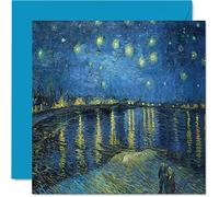 Cartes d'art classique Van Gogh pour homme et femme - Étoiles au-dessus du rhône - Célèbre carte d'anniversaire abstraite pour maman papa tante grand-père