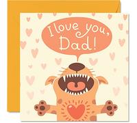 Cartes de fête des pères pour papa de la part du chien - I Love You Dad - Carte d'anniversaire pour papa de la part du chien, 145 mm x 145 mm pour la fête des pères, cartes de vœux pour animaux de