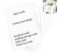 Cartes de messages de réception personnalisées, 50 pièces, conception propre d'image personnalisée, cartes de Table de Menu merci, papeterie d'événement Unique, Invitation 50pcs