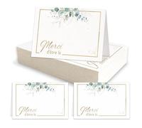 Cartes de place 50 pièces - cartes de table vierges à écrire, 5,5 × 8,5 cm, marque-places pour mariage, anniversaire, fête et événements (Feuilles vertes)