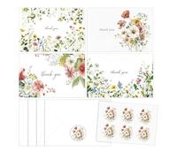 Cartes De Remerciement De Mariage, Carte Postale À Imprimé De Fleurs À L'aquarelle | Pack De 4 Cartes De Remerciement Avec Enveloppes | Pour Reconnaissance, Fête D'anniversaire, Remise De Diplôme, Mar