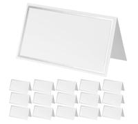 Cartes de Siège de Mariage 10,16x8,9x0,1cm, Bordure Argentée 100 pièces | Recto Verso Inscriptible, Usage pour Tables, Réservations ou Étiquettes Alimentaires, Lot Vierge