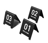 Cartes de table de style tente, Tentes de numéro table double face en acrylique noir 1-5 for mariages, restaurants, cafés(Black-8cm,46-50)
