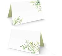 Cartes de table « Eucalyptus » - 100 pièces - Blanc/Vert
