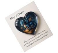 Cartes de vœux de poche - Décoration de poche en acrylique avec souvenir en forme de cœur avec motif dragon sur papier - Pour filles, femmes, mères, présentoir pour bureau, bibliothèque, chevet Uff