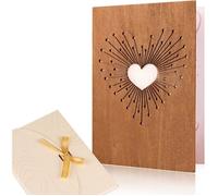 Cartes de Vœux en Bois Fait Main - Pour Anniversaire, Mariage, Fête des Mères/Pères, Cadeau Personnalisé Unique