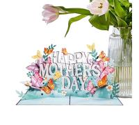 Cartes de vœux florales, papillon 3D, fête des mères, 12,7 x 17,8 cm, note pop-up avec pétales floraux, carte souvenir de pétales en papier, papeterie sentimentale avec style amovible, cartes cadeaux