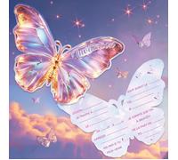 Cartes d'Invitation Anniversaire Fille Papillon - Lot de 12 au Format 17,8x13cm - Accessoire Fête Enfants