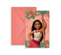 Cartes d'invitation - PROCOS - Vaiana 2 - Rose - Lot de 6 - Enveloppes incluses