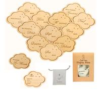 Cartes étapes bébé en bois Français - 32 Moments de la Naissance à 1 an sur 16 disques en forme de Nuage gravés Recto Verso - Cadeau Future Parents - Future Maman - Baby Shower