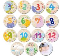 Cartes mensuelles en bois pour bébé avec panneau d'annonce de naissance, cartes d'anniversaire de naissance, accessoires de photographie, cadeaux de fête prénatale pour garçons et filles (cartes