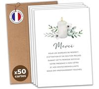 Cartes Remerciement Deuil Décès Obsèques Enterrement - Lot 25/50/75 + Enveloppes - Papier 400g - Lot DISTRIBUTEUR CARTES DE VISITE