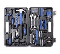 CARTMAN Mallette à outils 148 pièces, maison, bricolage et garage, bleue | Kit complet avec marteau, pinces, tournevis, clés et douilles pour la maison, le garage et les petites réparations