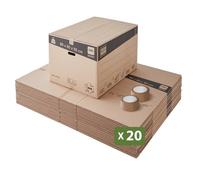 Carton déménagement - Pack and Move Lot 20 - Taille XXL - 80 x 60 x 50 cm - Poignées renforcées - 2 adhésifs offerts