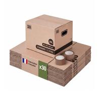 Carton déménagement - Pack and Move Lot 30 - Livres avec poignées - 1 adhésif GRATUIT