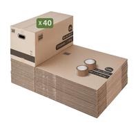 Carton déménagement - Pack and Move Lot 40 - Taille XL - 80 x 40 x 40 cm - Poignées renforcées - 2 adhésifs offerts