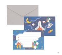 Carton d'invitation - PTIT CLOWN - Lot de 8 - Espace - Bleu - Enfant