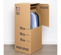 Carton Penderie Modulable Double Cannelure avec Tringle, 50x50x120 cm, 300L