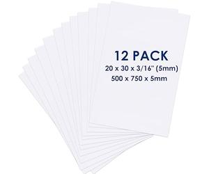 Carton Plume 750 x 500 x 5mm, Foam Board, Carton Mousse Blanc, Sans Acide | Pack de 12 Plaques, Panneau d'Affichage Grand Format pour Encadrement, Présentation, Impression et Loisirs Créatifs
