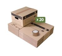 Cartons de déménagement - PACK AND MOVE - Lot de 20 - 18L - 36x28x18cm - Charge max 5KG