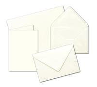 Cartons d'invitation avec enveloppes - DIN B6 - 115 x 170 - Ensemble parfait pour les invitations à un mariage, à une communion, à une confirmation ou à un baptême - Ne se déforment pas - Compatibles avec les imprimantes 50 Sets Natur-Weiß
