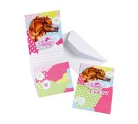 Cartons d'invitation - Charming Horses - 6 pièces - Enveloppes blanches - Pour fête d'anniversaire - Fille