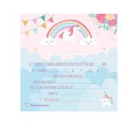 Cartons d'invitation et enveloppes - Anniversaire enfant - Licorne - Clairefonta