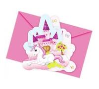 Cartons d'invitation - Licorne x 6 Multicolore G