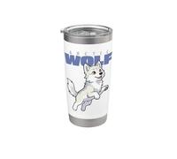Cartoon Arctic Wolf Race Animal Lover Cute Wolves Gobelet isotherme en acier inoxydable double paroi