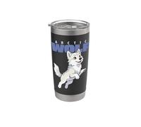 Cartoon Arctic Wolf Race Animal Lover Cute Wolves Gobelet isotherme en acier inoxydable double paroi