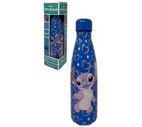 CARTOON Bouteille isotherme Angel et Stitch bleue en acier inoxydable avec bouchon dévissable, gourde 500 ml en acier inoxydable pour enfants et adolescents