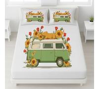 Cartoon Camping Drap Housse 160 x 200 cm Bonnets 30 cm, Ensemble de Literie Mignon Capybara Tournesol, Draps de Lit pour Enfants Adultes, Housse de Matelas Anti-Froissement