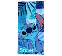 CARTOON Drap de plage Stitch bleu/vert 70 x 140 cm microfibre 100 % polyester 245 g/m² absorbant et séchage rapide, léger et compact, idéal pour la plage et la piscine, design tropical Disney