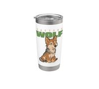 Cartoon Eastern Wolf Race Animal Lover Cute Wolves Gobelet isotherme en acier inoxydable double paroi