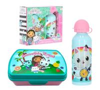CARTOON Gabby's Dollhouse Lot de 2 repas en aluminium et porte-goûter bouteille avec tétine et boîte à lunch pour enfants