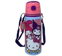 CARTOON Gourde Hello Kitty Kuromi My Melody en aluminium avec paille 600 ml bouteille avec ouverture automatique pour enfants
