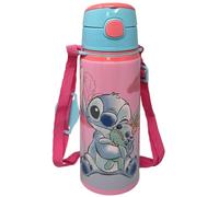 CARTOON Gourde Stitch et Scrump Disney en aluminium avec paille 600 ml bouteille avec ouverture automatique pour enfants