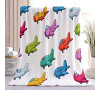 Cartoon Moderne Moelleuse Couverture en Flanelle, Lignes Avion Douce et Confortable Couverture pour Chambre à Coucher Camping Bureau Canapé, Multicolore Chaude Légères Couvertures, 180 x 200 cm