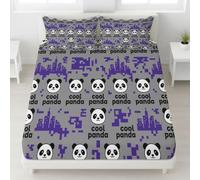 Cartoon Panda Drap Housse 90 x 200 cm Bonnets 30 cm, Mignon Visage De Panda Housse de Matelas Protège en Microfibre avec Bonnet 30cm - Parure de Lit Résistant aux Rides