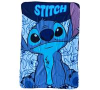 CARTOON Plaid Disney Stitch bleu pour enfants 100 x 140 cm Couverture souple en polaire 100 % polyester 220 GSM chaud et léger idéal pour chambre à coucher ou canapé