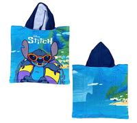 CARTOON Poncho Sea Peignoir en microcoton Plage Piscine 50 x 100 cm, Stitch Bleu, taille unique