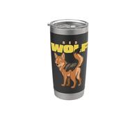 Cartoon Red Wolf Race Animal Lover Cute Wolves Gobelet isotherme en acier inoxydable double paroi