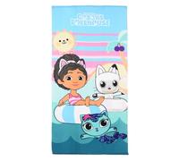 CARTOON Serviette de plage Gabby's Dollhouse 70 x 140 cm Serviette en microfibre 100 % polyester 240 GSM légère et absorbante pour mer et piscine