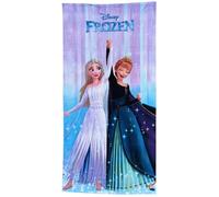 CARTOON Serviette de plage pour fille La Reine des Neiges 70 x 140 cm Serviette microfibre 100 % polyester séchage rapide Serviette de plage piscine avec Elsa et Anna Idée cadeau Disney