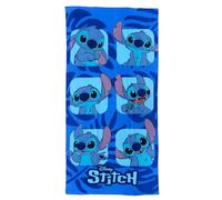 CARTOON Serviette de plage Stitch bleue - Serviette Disney en microfibre polyester pour enfants - 245 g/m² - Taille 70 x 140 cm - Pour la plage et la piscine