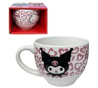 CARTOON Tasse Jumbo Hello Kitty & Kuromi Sanrio 380 ml en grès, lavable au lave-vaisselle et au micro-ondes, idée cadeau