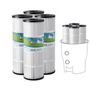 VEVOR Cartouche de Filtre de Piscine Lot de 4 x 7,4 m², Cartouche Filtrante de Rechange de Spa Compatible avec CCP320, Pleatco PCC80-PAK4, Plissée Trilobée, pour Filtration de Piscines, Spas