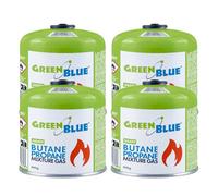 Cartouche de gaz Green Blue GB499 500 g EN417, Filetage 7/16", Propane-Butane, système Gas-Stop, pour réchauds de Camping, brûleurs de Camping et de randonnée Ainsi Que pour Camping-Cars (4, Vert)
