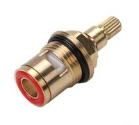 Cartouche de rechange pour robinet en céramique - Presse-étoupe quart de tour 20 dents G1/2 - 51 mm - Cuivre anti-corrosion - Facile à installer pour salle de bain, cuisine, lavabo (rouge s'ouvre